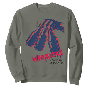 Warriors Come Out to Play Sweatshirt Energetic Game Day Patriot Motivation TS02 Military Green Print Your Wear