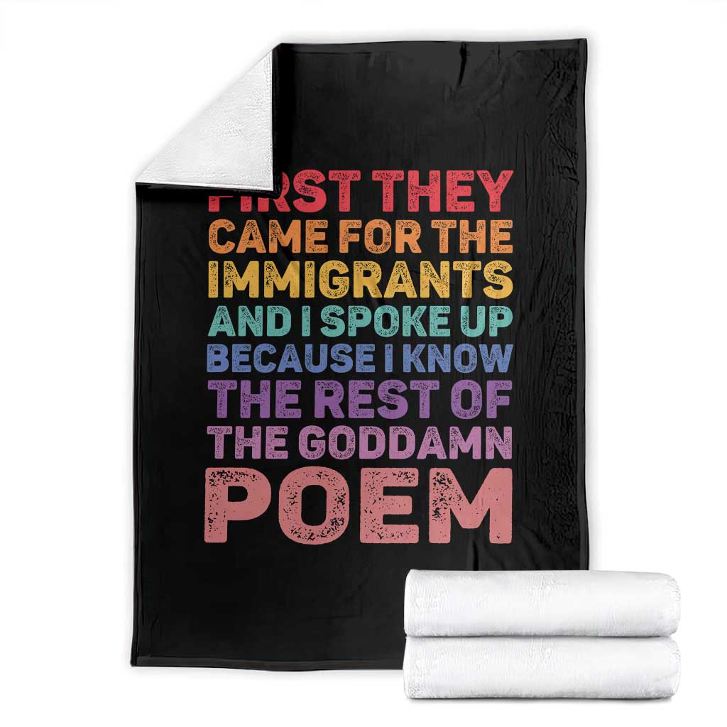 First They Came for The Immigrants Throw Blanket TS02 Black Print Your Wear