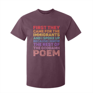 First They Came for The Immigrants T Shirt For Kid TS02 Maroon Print Your Wear