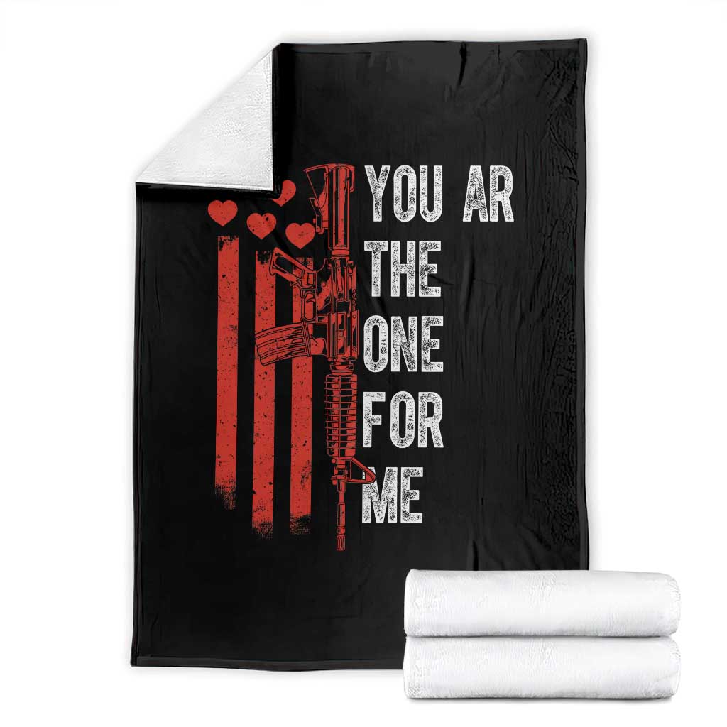 You AR The One for Me Throw Blanket Patriotic Valentine Gun Romantic Rifle and Flag TS02 Black Print Your Wear