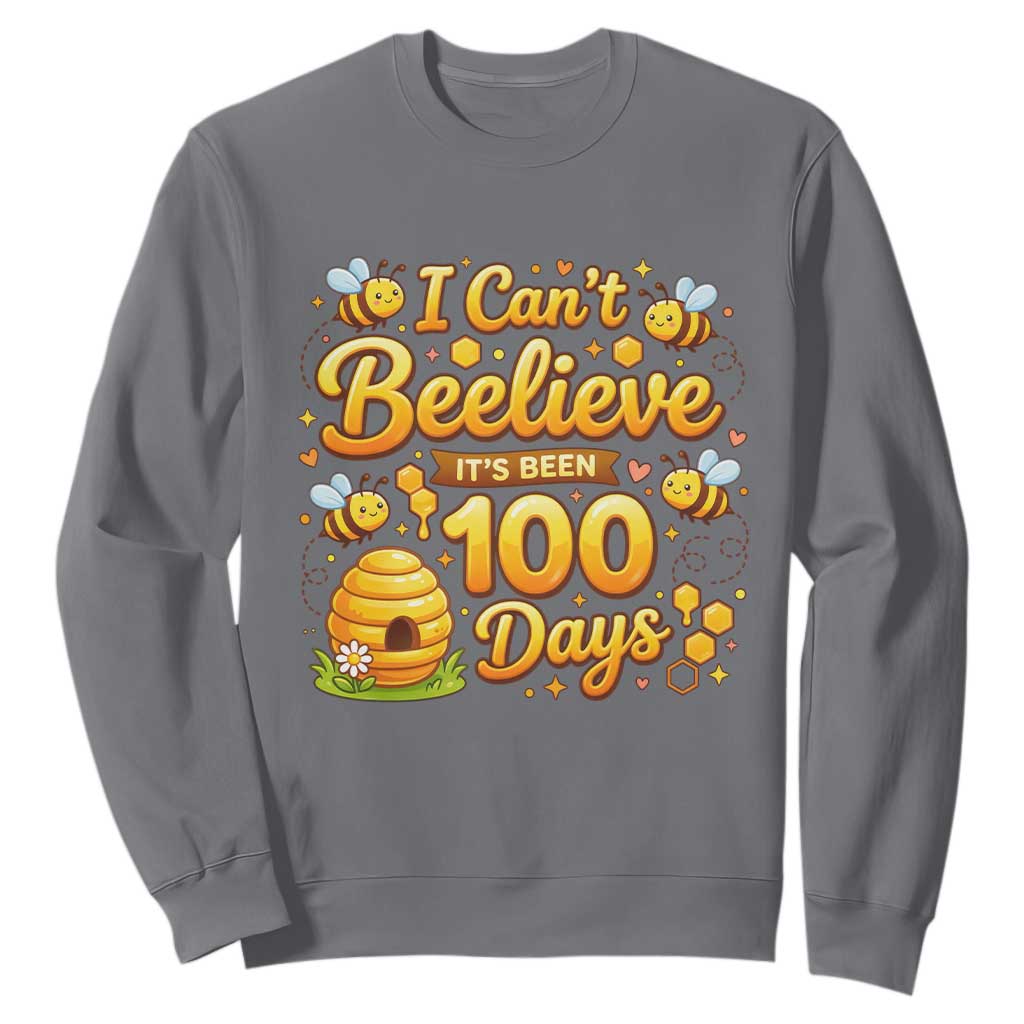 I Can't Believe It's Been 100 Days of School Cute Bee Sweatshirt TS02 Charcoal Print Your Wear