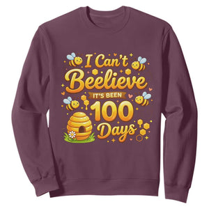 I Can't Believe It's Been 100 Days of School Cute Bee Sweatshirt TS02 Maroon Print Your Wear