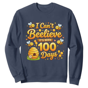I Can't Believe It's Been 100 Days of School Cute Bee Sweatshirt TS02 Navy Print Your Wear