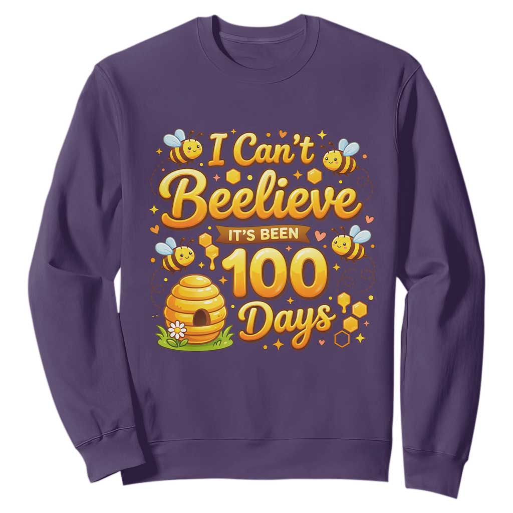 I Can't Believe It's Been 100 Days of School Cute Bee Sweatshirt TS02 Purple Print Your Wear