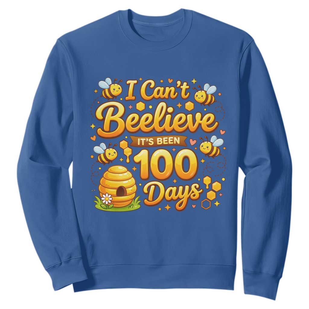 I Can't Believe It's Been 100 Days of School Cute Bee Sweatshirt TS02 Royal Blue Print Your Wear
