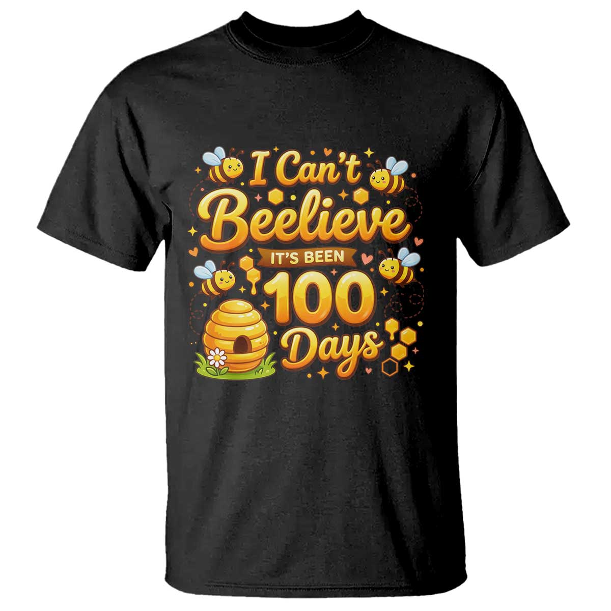 I Can't Believe It's Been 100 Days of School Cute Bee T Shirt TS02 Black Print Your Wear
