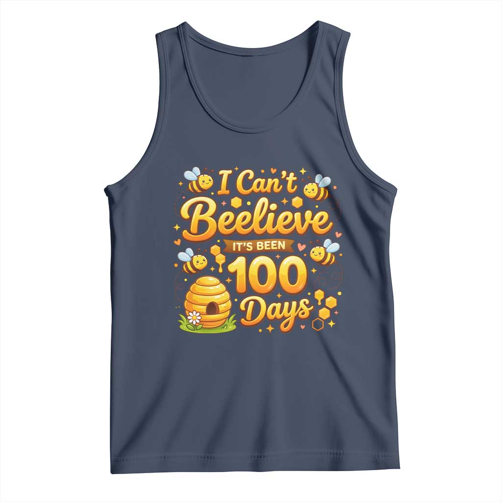 I Can't Believe It's Been 100 Days of School Cute Bee Tank Top TS02 Navy Print Your Wear