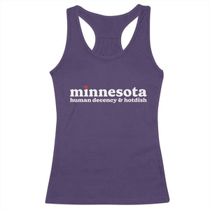 Minnesota Human Decency and Hotdish Racerback Tank Top MN Nice Social Justice and Human Rights TS02 Purple Print Your Wear