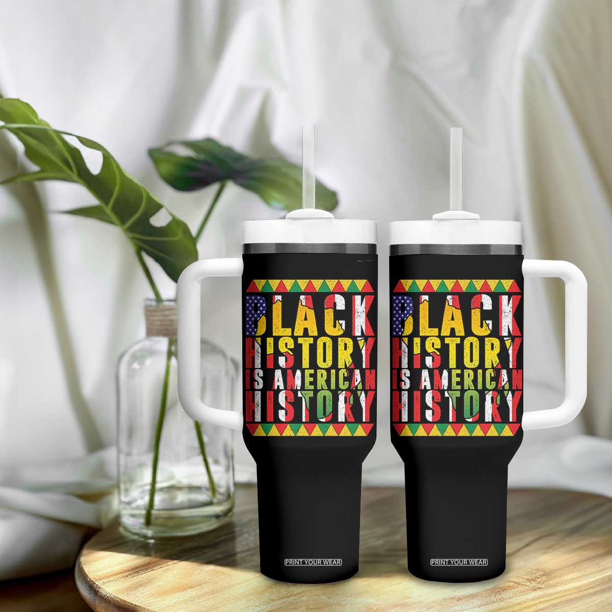 Black History is American History Tumbler With Handle Patriotic African Pride TS02 Print Your Wear