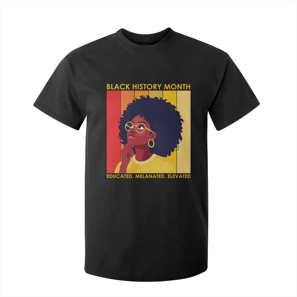 Black History Month Afro Woman T Shirt For Kid Educated Melanated Elevated African American Empowerment TS02 Black Print Your Wear