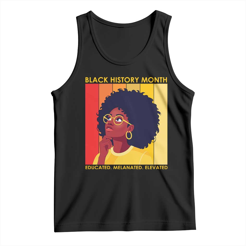 Black History Month Afro Woman Tank Top Educated Melanated Elevated African American Empowerment TS02 Black Print Your Wear