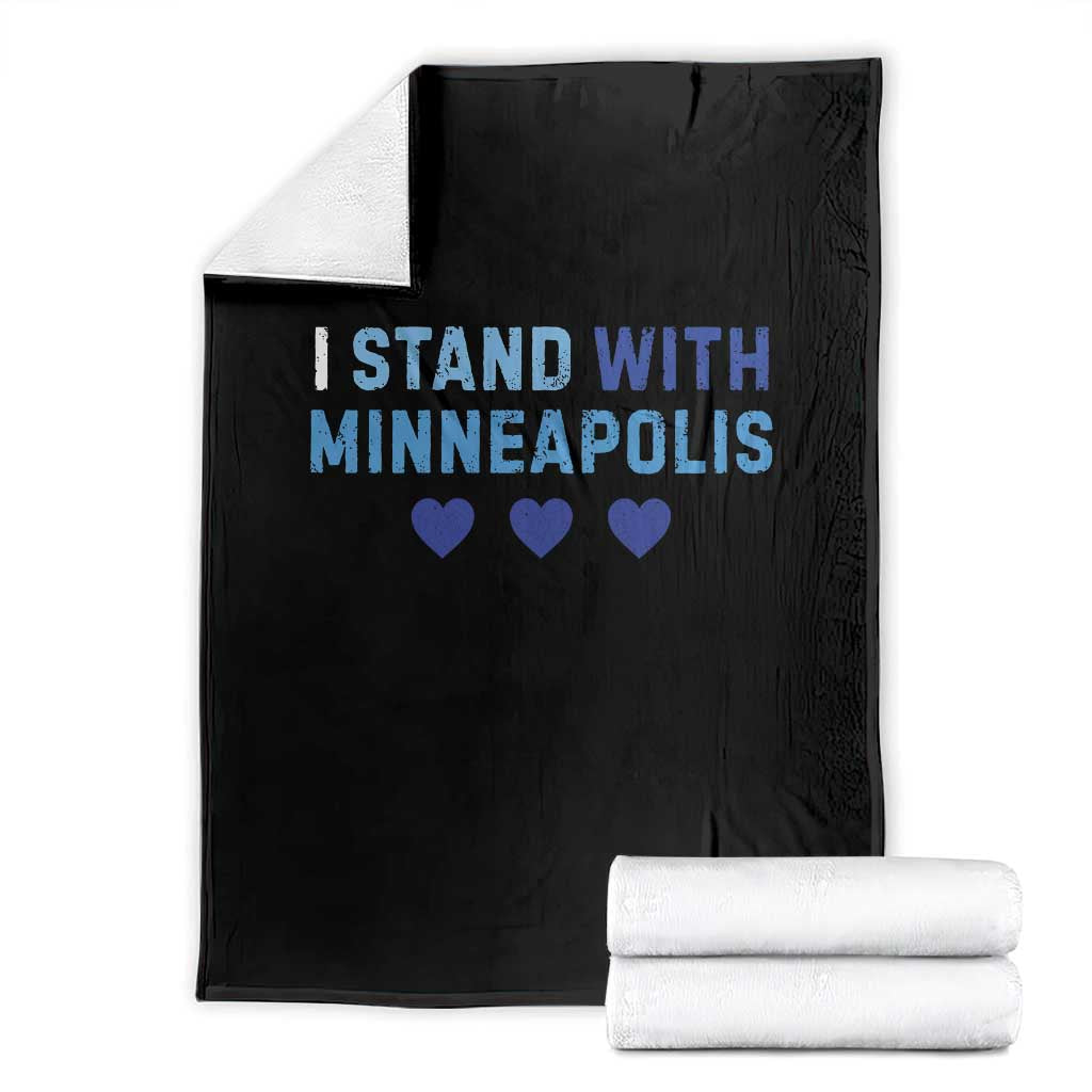 I Stand With Minneapolis Throw Blanket Blue Heart Solidarity Support Minnesota Strong TS02 Black Print Your Wear