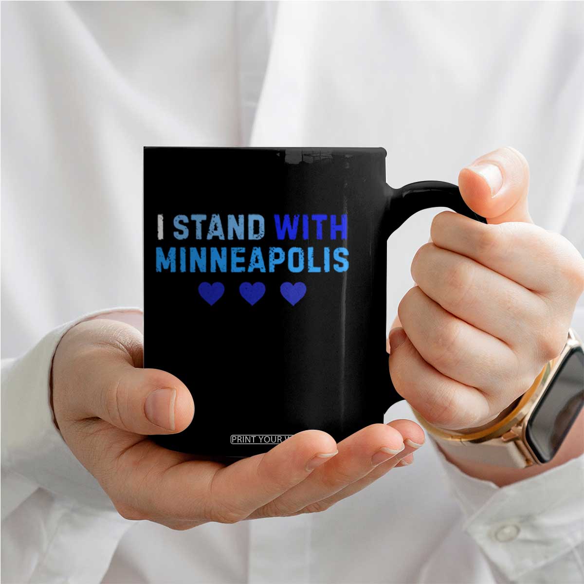 I Stand With Minneapolis Coffee Mug Blue Heart Solidarity Support Minnesota Strong TS02 Print Your Wear