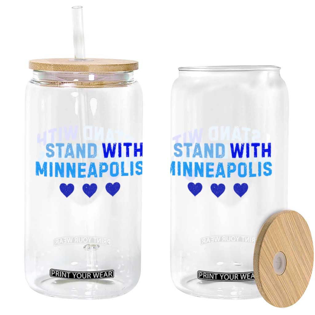 I Stand With Minneapolis Glass Can Blue Heart Solidarity Support Minnesota Strong TS02 Print Your Wear