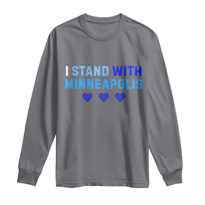I Stand With Minneapolis Long Sleeve Shirt Blue Heart Solidarity Support Minnesota Strong TS02 Charcoal Print Your Wear