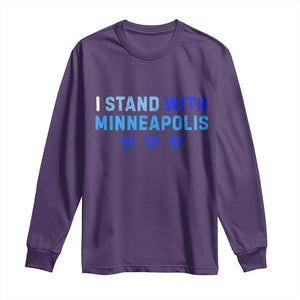 I Stand With Minneapolis Long Sleeve Shirt Blue Heart Solidarity Support Minnesota Strong TS02 Purple Print Your Wear