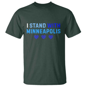 I Stand With Minneapolis T Shirt Blue Heart Solidarity Support Minnesota Strong TS02 Dark Forest Green Print Your Wear