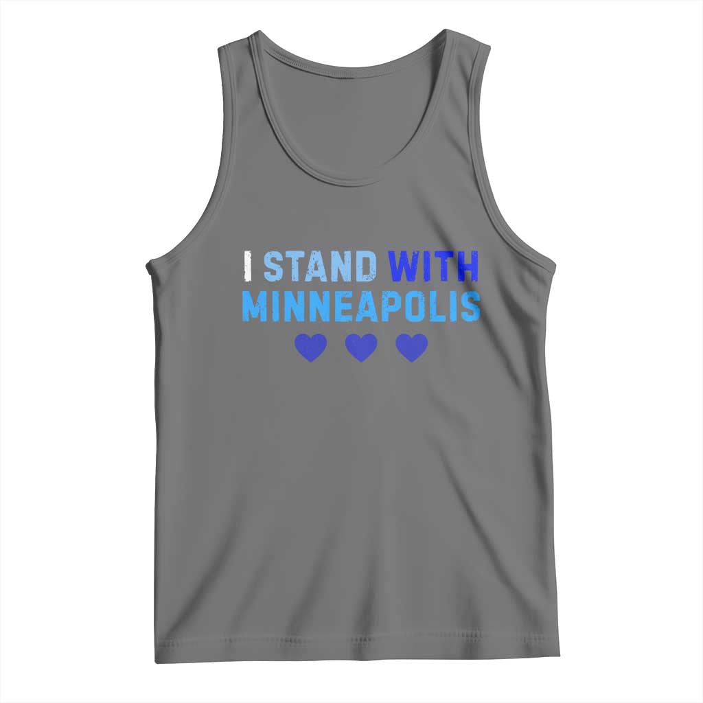 I Stand With Minneapolis Tank Top Blue Heart Solidarity Support Minnesota Strong TS02 Black Heather Print Your Wear