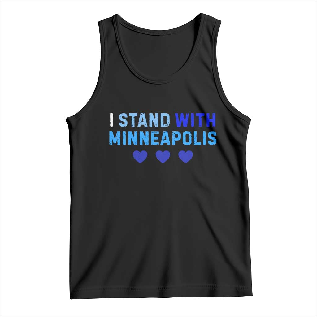 I Stand With Minneapolis Tank Top Blue Heart Solidarity Support Minnesota Strong TS02 Black Print Your Wear