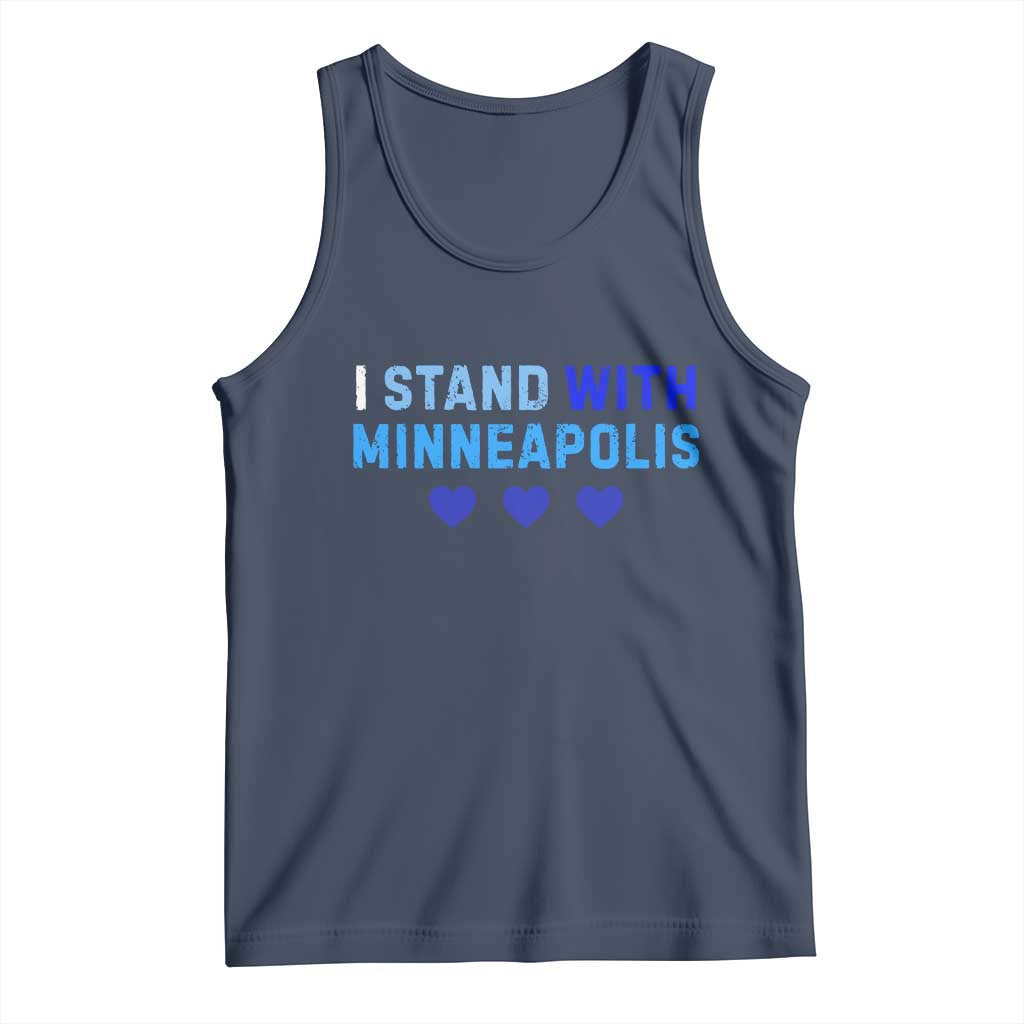I Stand With Minneapolis Tank Top Blue Heart Solidarity Support Minnesota Strong TS02 Navy Print Your Wear