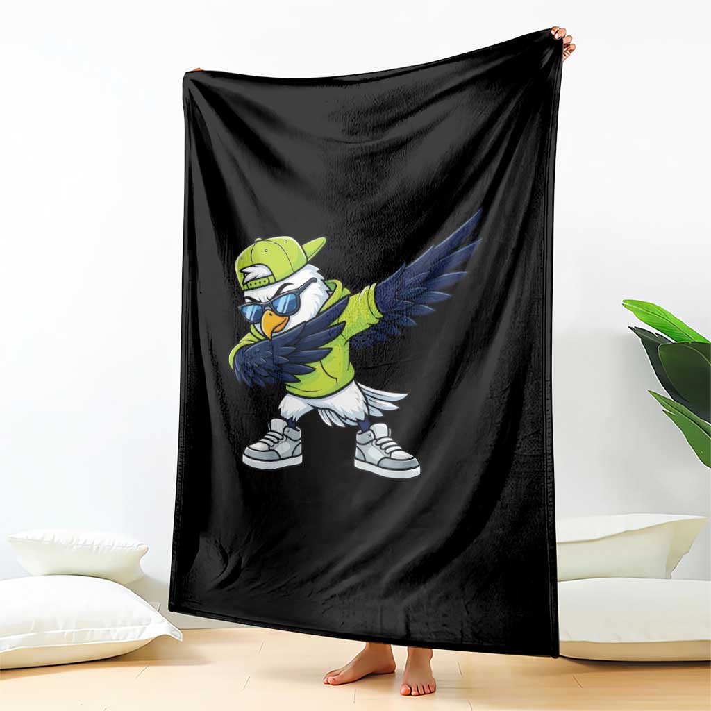 Cool Dabbing Hawk Sports Graphic Throw Blanket Neon Green Game Day Fan TS02 Print Your Wear