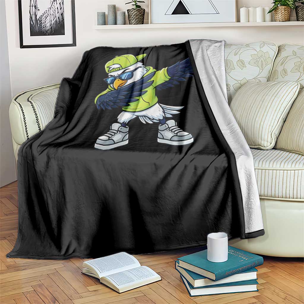 Cool Dabbing Hawk Sports Graphic Throw Blanket Neon Green Game Day Fan TS02 Print Your Wear