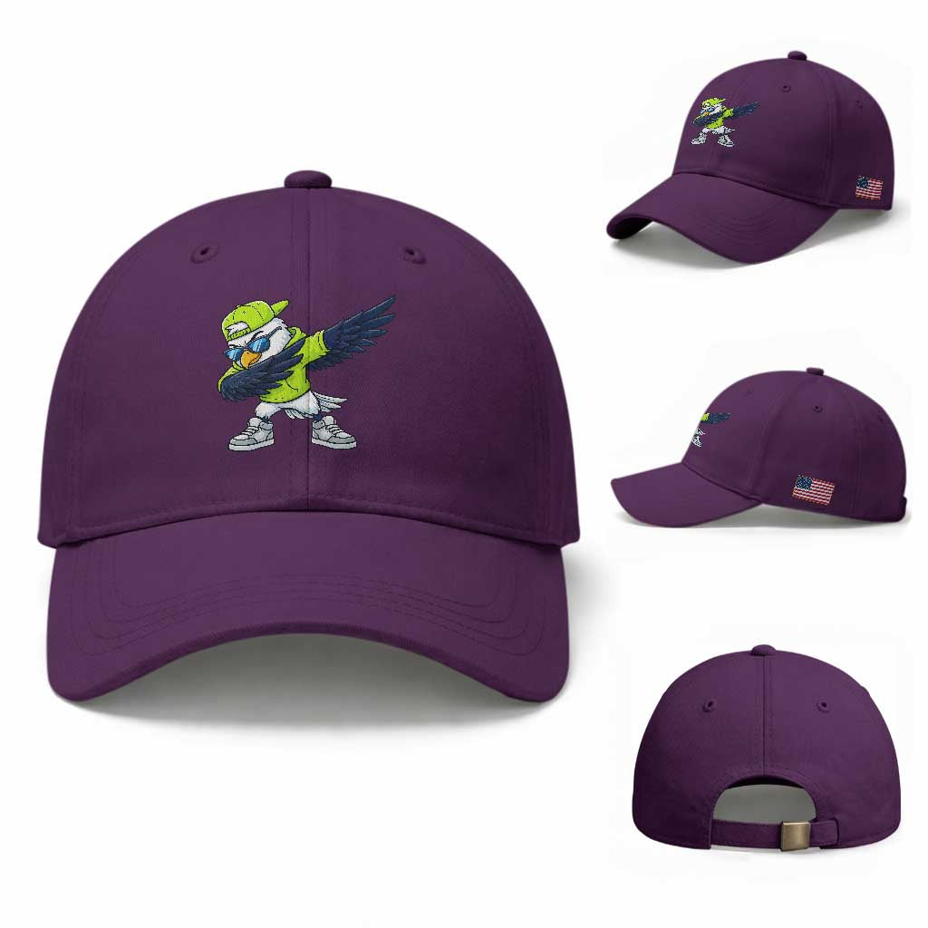 Cool Dabbing Hawk Sports Graphic Baseball Cap Neon Green Game Day Fan TS02 Baseball Cap Universal Fit Purple Print Your Wear