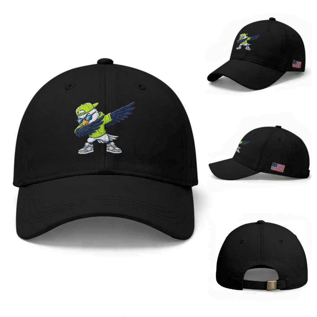 Cool Dabbing Hawk Sports Graphic Baseball Cap Neon Green Game Day Fan TS02 Baseball Cap Universal Fit Black Print Your Wear