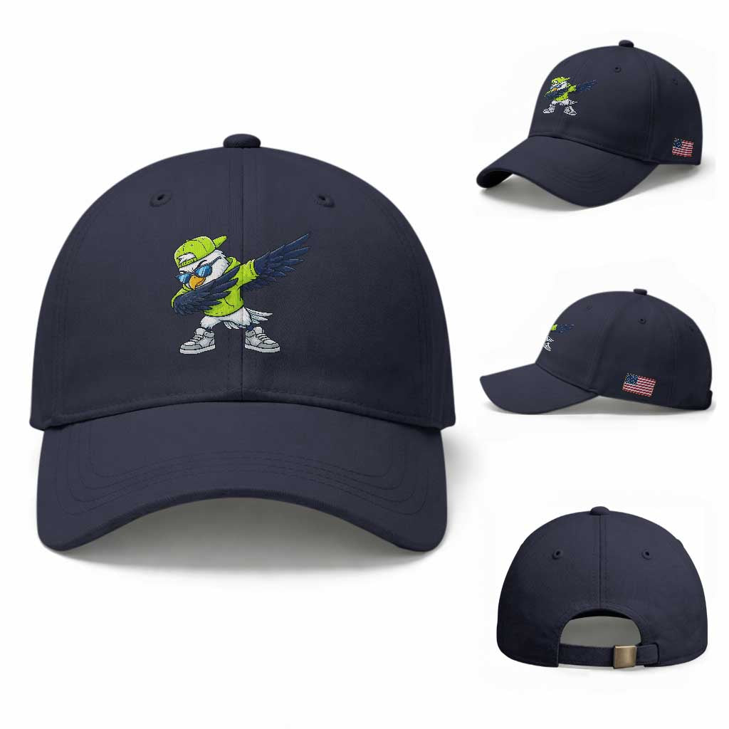 Cool Dabbing Hawk Sports Graphic Baseball Cap Neon Green Game Day Fan TS02 Baseball Cap Universal Fit Navy Print Your Wear
