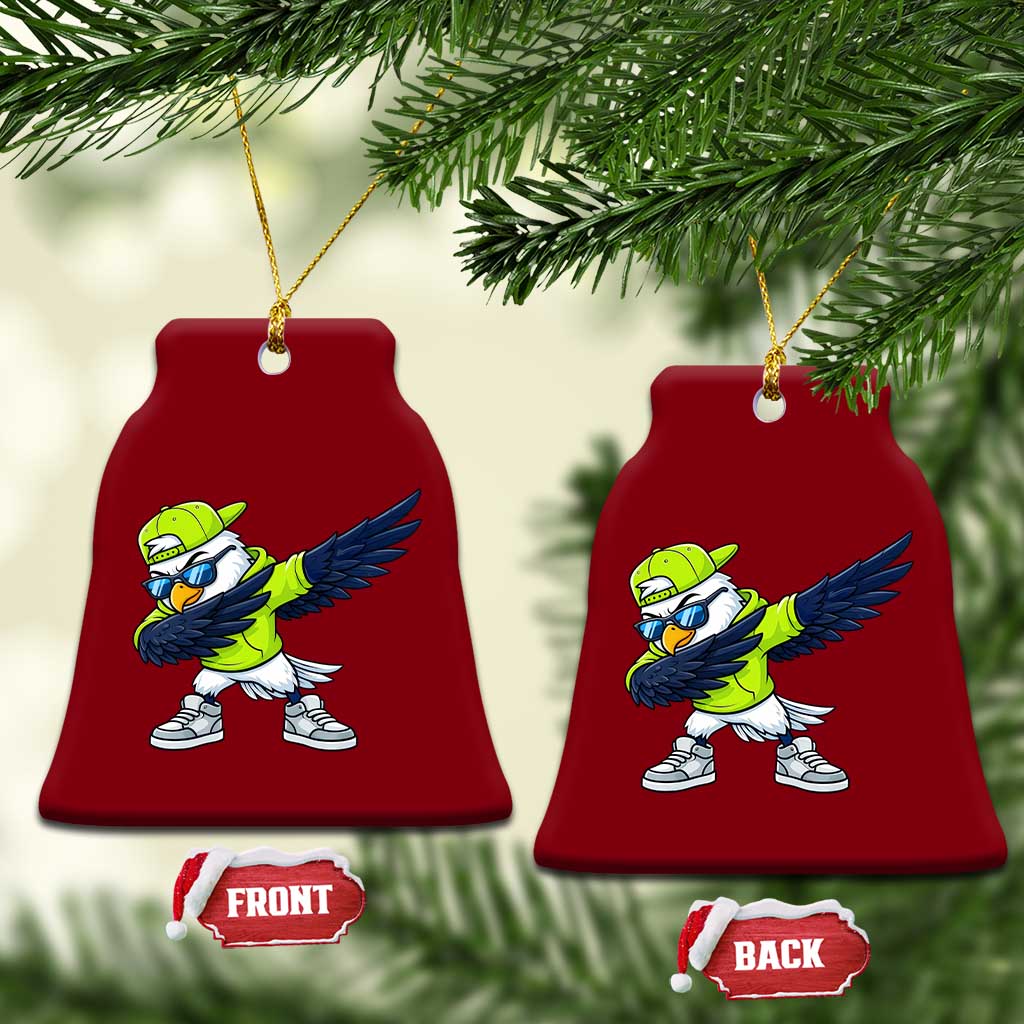Cool Dabbing Hawk Sports Graphic Ceramic Ornament Neon Green Game Day Fan TS02 Print Your Wear