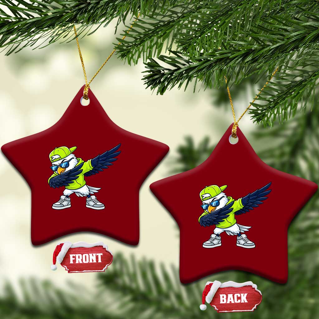 Cool Dabbing Hawk Sports Graphic Ceramic Ornament Neon Green Game Day Fan TS02 Print Your Wear