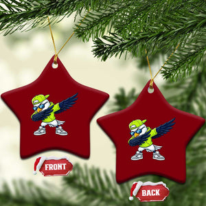 Cool Dabbing Hawk Sports Graphic Ceramic Ornament Neon Green Game Day Fan TS02 Print Your Wear