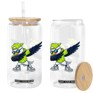 Cool Dabbing Hawk Sports Graphic Glass Can Neon Green Game Day Fan TS02 Print Your Wear