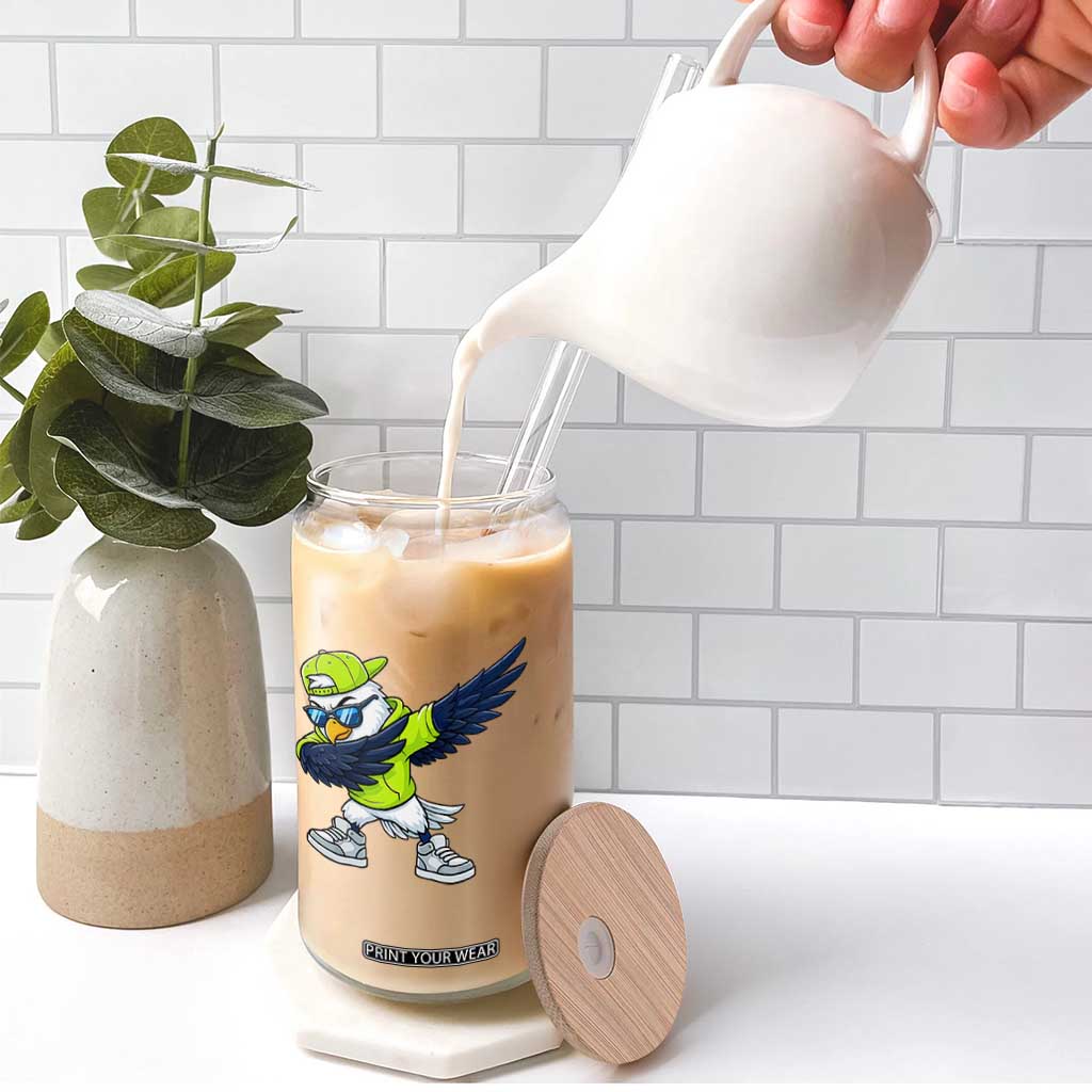 Cool Dabbing Hawk Sports Graphic Glass Can Neon Green Game Day Fan TS02 Print Your Wear