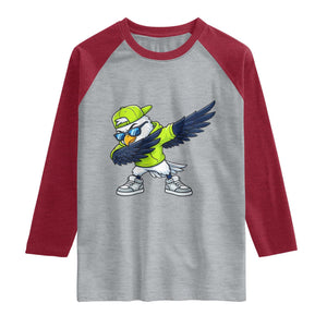 Cool Dabbing Hawk Sports Graphic Raglan Shirt Neon Green Game Day Fan TS02 Heather Gray Heather Red Print Your Wear