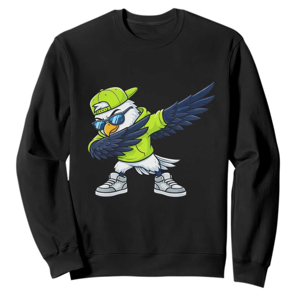 Cool Dabbing Hawk Sports Graphic Sweatshirt Neon Green Game Day Fan TS02 Black Print Your Wear