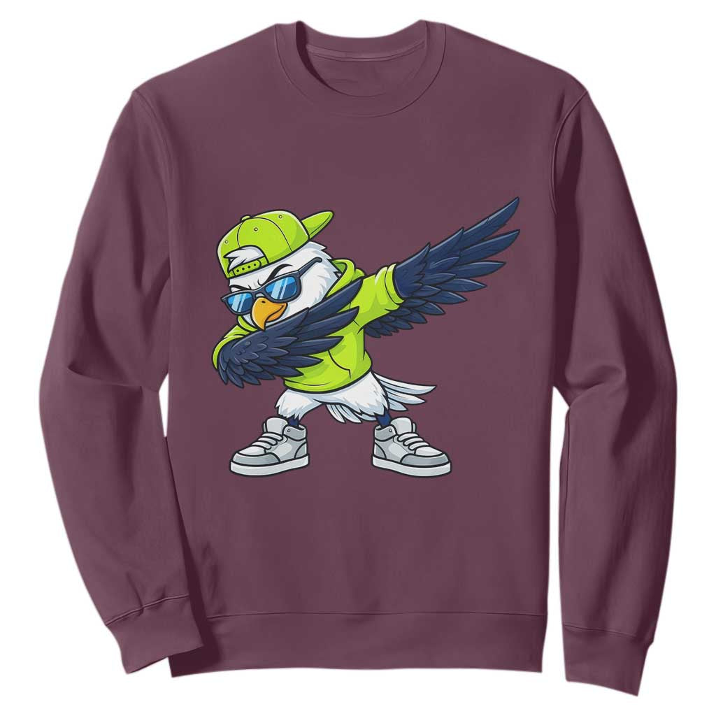 Cool Dabbing Hawk Sports Graphic Sweatshirt Neon Green Game Day Fan TS02 Maroon Print Your Wear