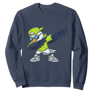 Cool Dabbing Hawk Sports Graphic Sweatshirt Neon Green Game Day Fan TS02 Navy Print Your Wear
