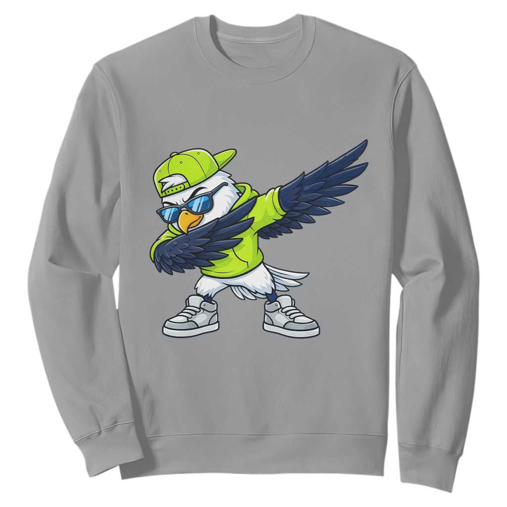 Cool Dabbing Hawk Sports Graphic Sweatshirt Neon Green Game Day Fan TS02 Sport Gray Print Your Wear