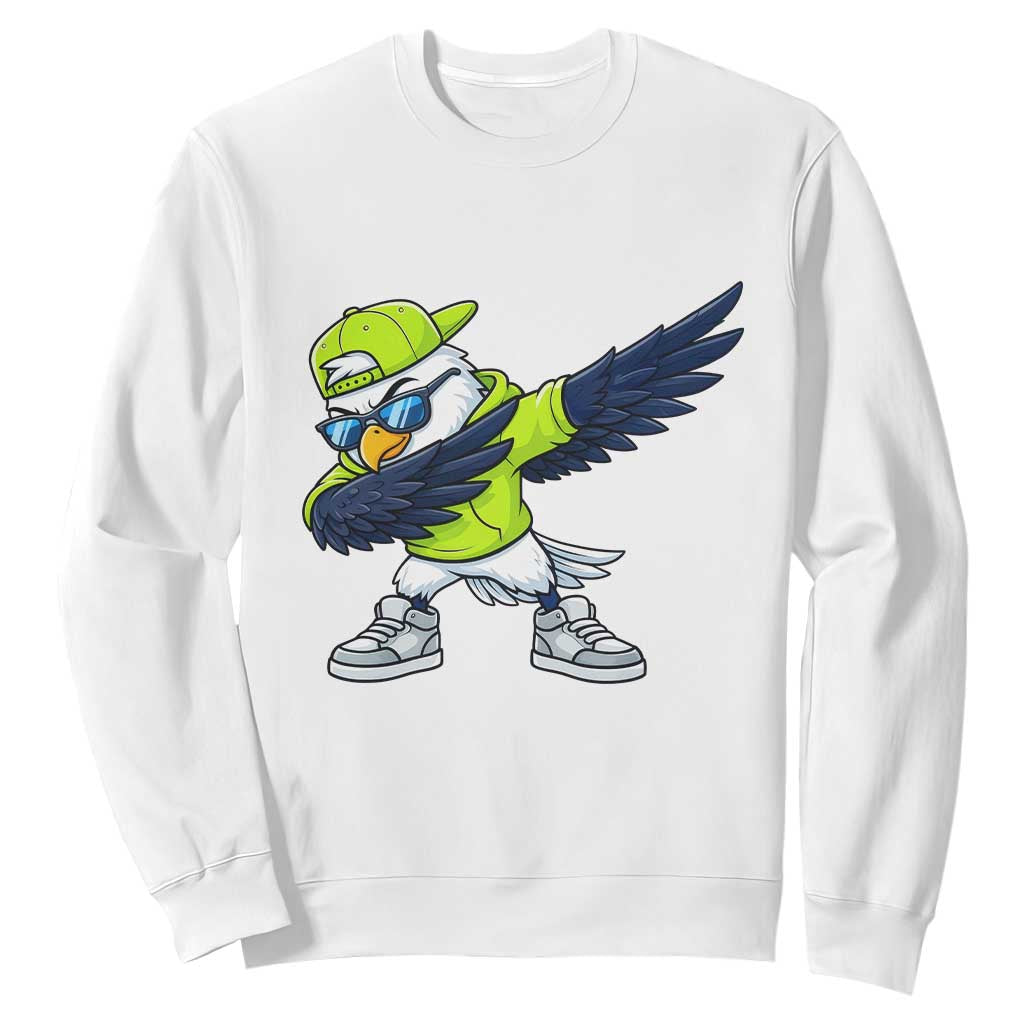 Cool Dabbing Hawk Sports Graphic Sweatshirt Neon Green Game Day Fan TS02 White Print Your Wear