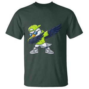 Cool Dabbing Hawk Sports Graphic T Shirt Neon Green Game Day Fan TS02 Dark Forest Green Print Your Wear
