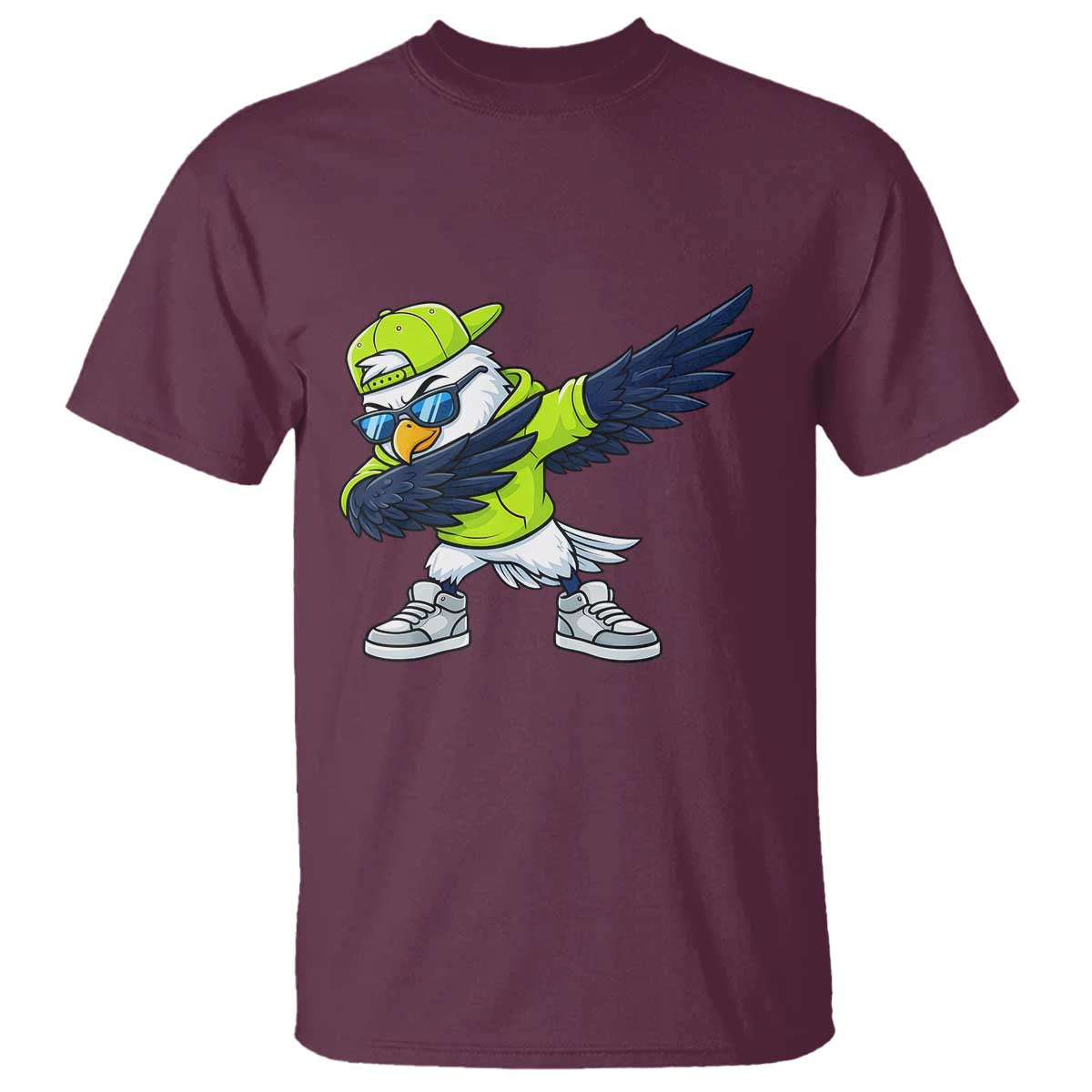 Cool Dabbing Hawk Sports Graphic T Shirt Neon Green Game Day Fan TS02 Maroon Print Your Wear