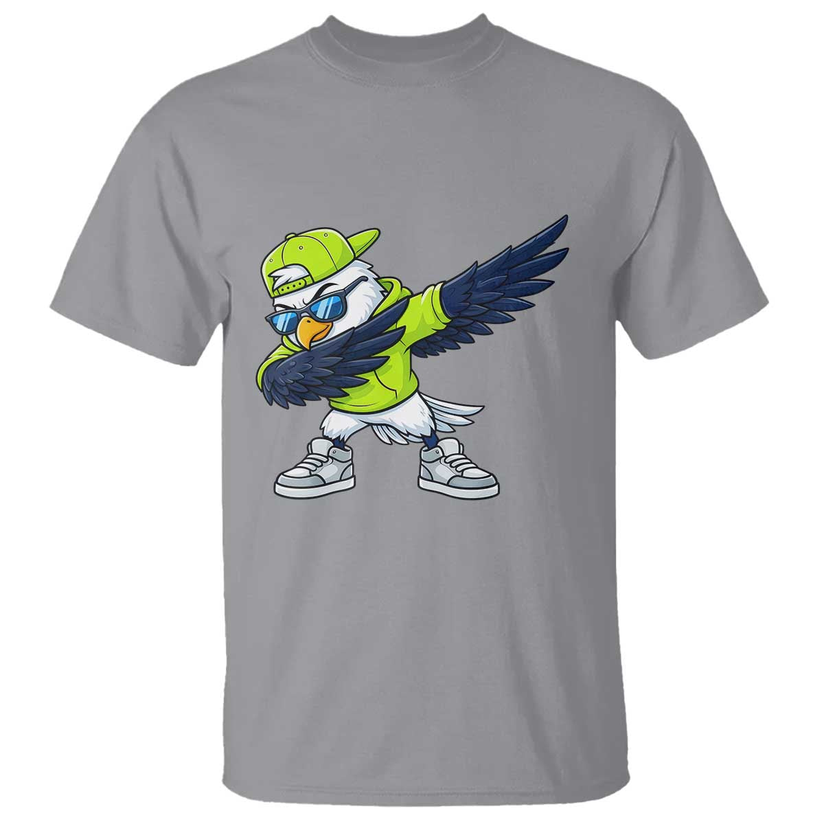 Cool Dabbing Hawk Sports Graphic T Shirt Neon Green Game Day Fan TS02 Sport Gray Print Your Wear