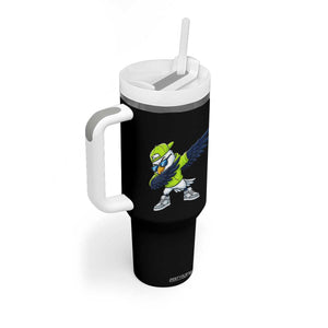 Cool Dabbing Hawk Sports Graphic Tumbler With Handle Neon Green Game Day Fan TS02 Print Your Wear