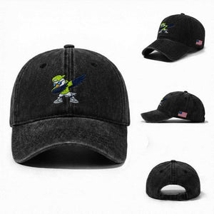 Cool Dabbing Hawk Sports Graphic Washed Cotton Baseball Cap Neon Green Game Day Fan TS02 Washed Cap Universal Fit Black Print Your Wear