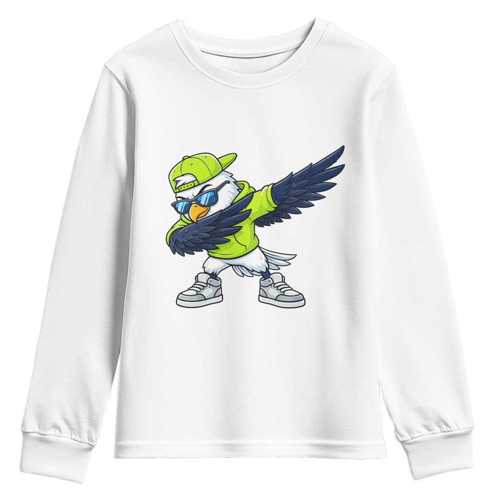 Cool Dabbing Hawk Sports Graphic Youth Sweatshirt Neon Green Game Day Fan TS02 White Print Your Wear