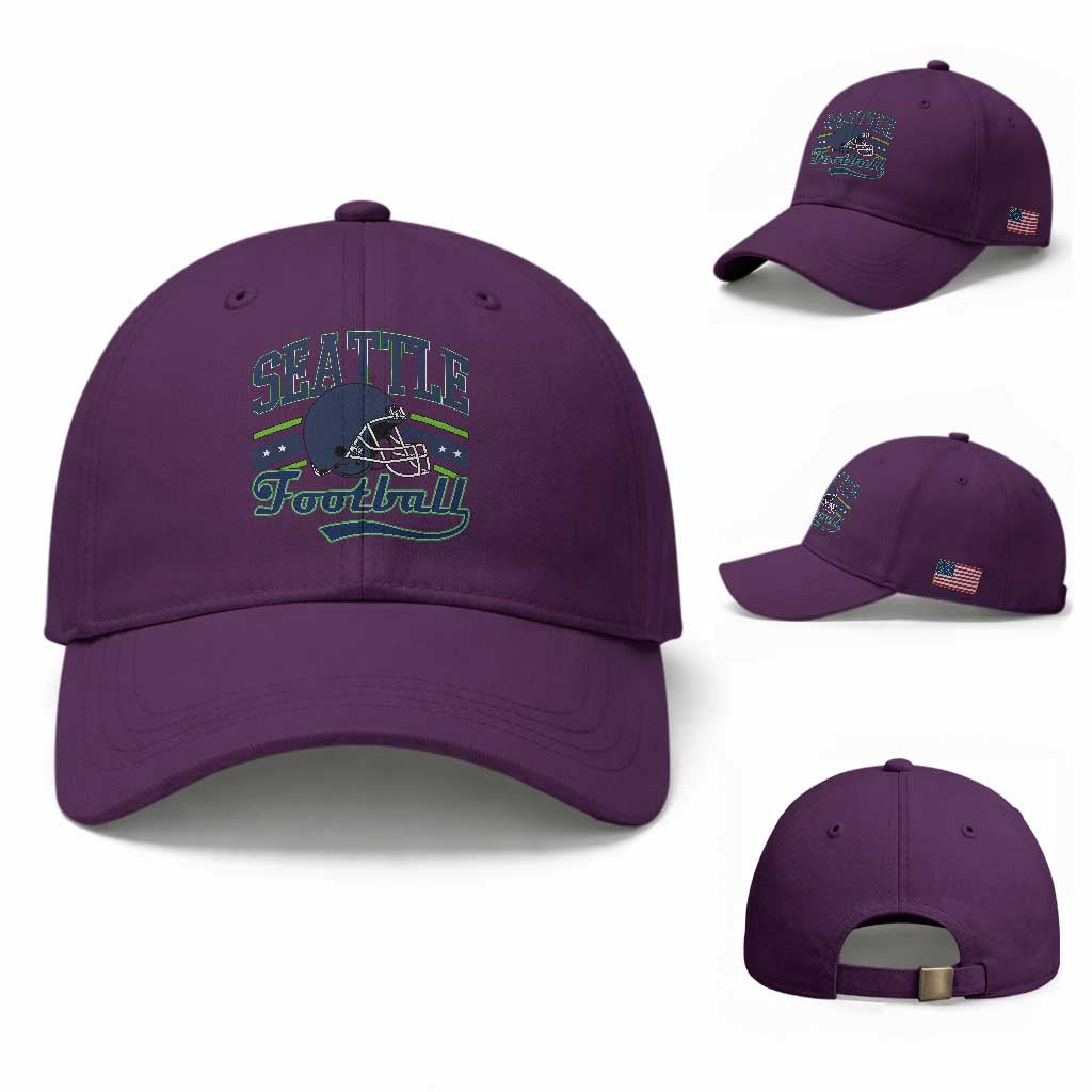 Classic Seattle Athletic Helmet Graphic Baseball Cap Vintage Game Day Sports Fan TS02 Baseball Cap Universal Fit Purple Print Your Wear