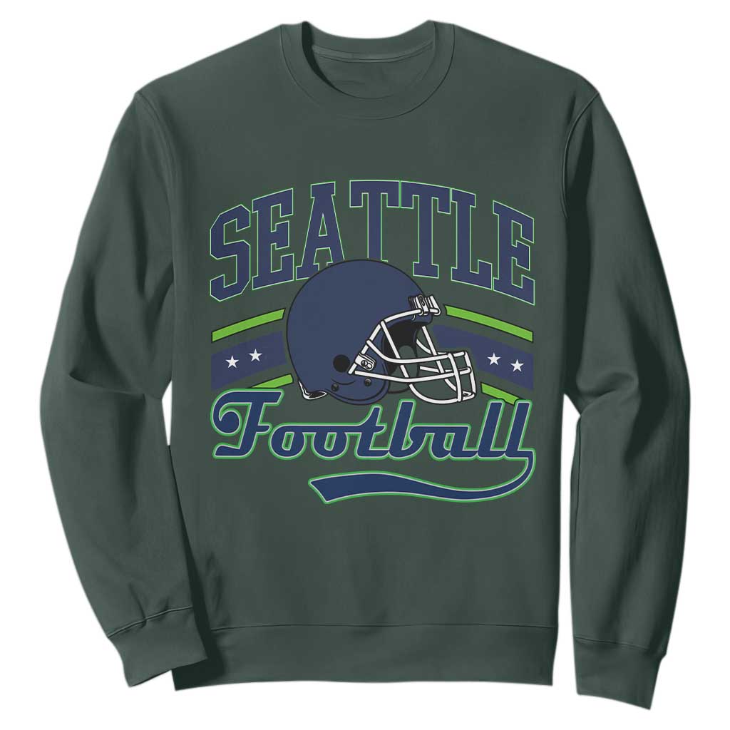 Classic Seattle Athletic Helmet Graphic Sweatshirt Vintage Game Day Sports Fan TS02 Dark Forest Green Print Your Wear