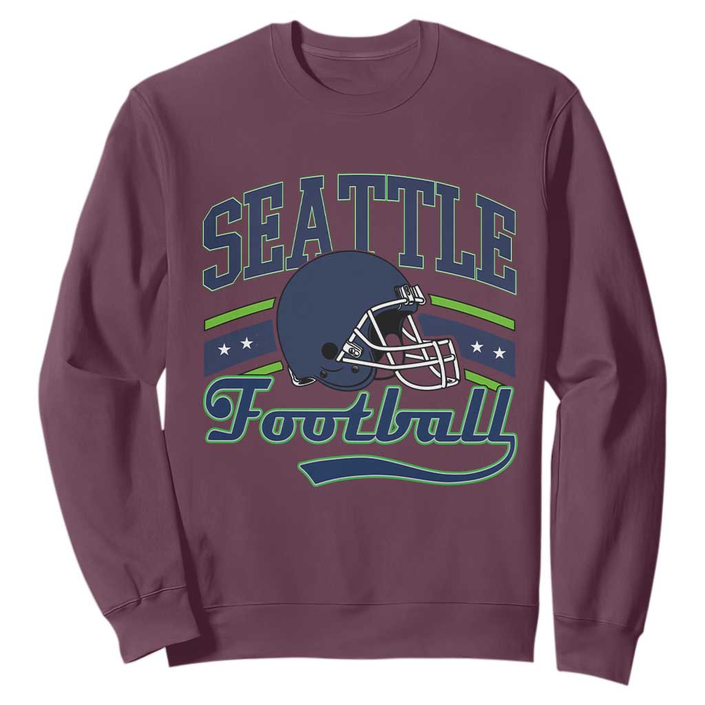 Classic Seattle Athletic Helmet Graphic Sweatshirt Vintage Game Day Sports Fan TS02 Maroon Print Your Wear