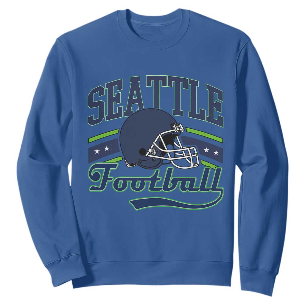 Classic Seattle Athletic Helmet Graphic Sweatshirt Vintage Game Day Sports Fan TS02 Royal Blue Print Your Wear